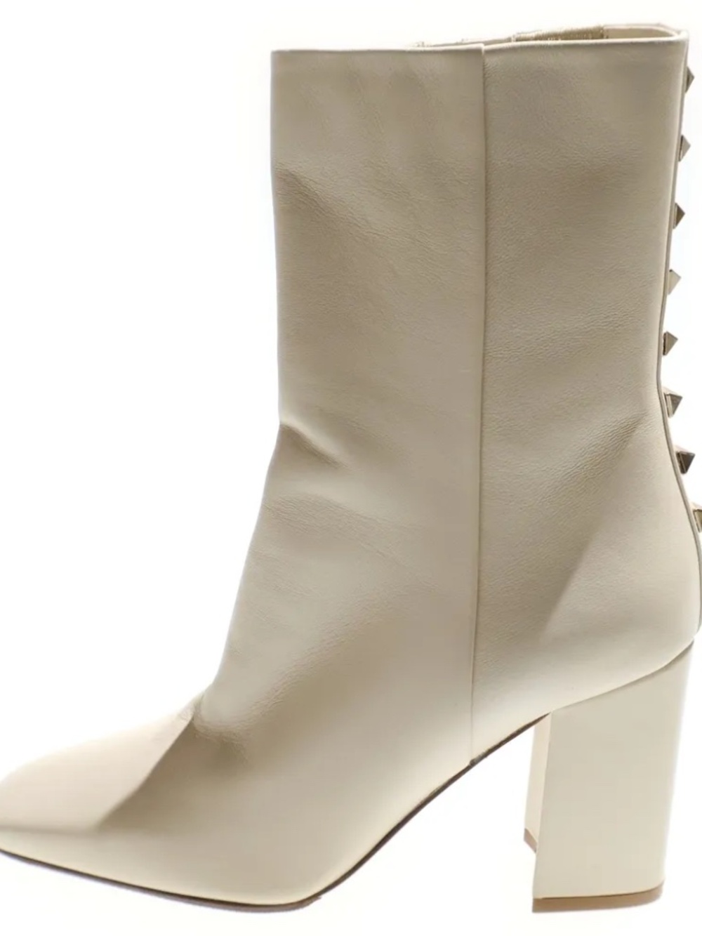 Valentino Garavani Rockstud Nappa Leather 90mm Ankle Boots Ivory EU 35 - Picture 3 of 6